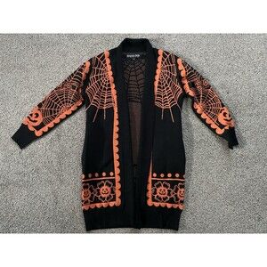 Backstitch Bruja Mexiween Cardigan Knit Halloween Spooky Pumpkin Size M Petit